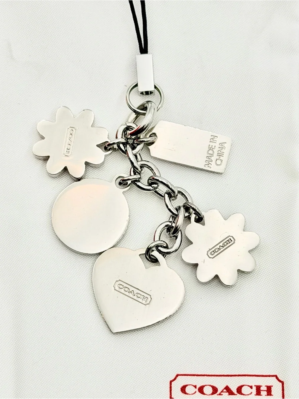 Coach Vintage Pink Daisy & Heart Swarovski Charm/Keychain- Excellent Condition